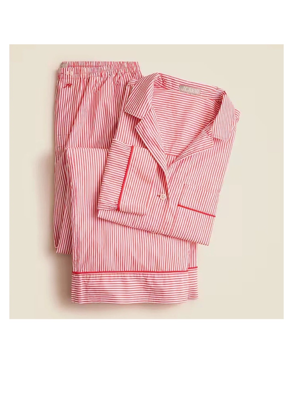 J. Crew Pink And White Striped Pajama Set